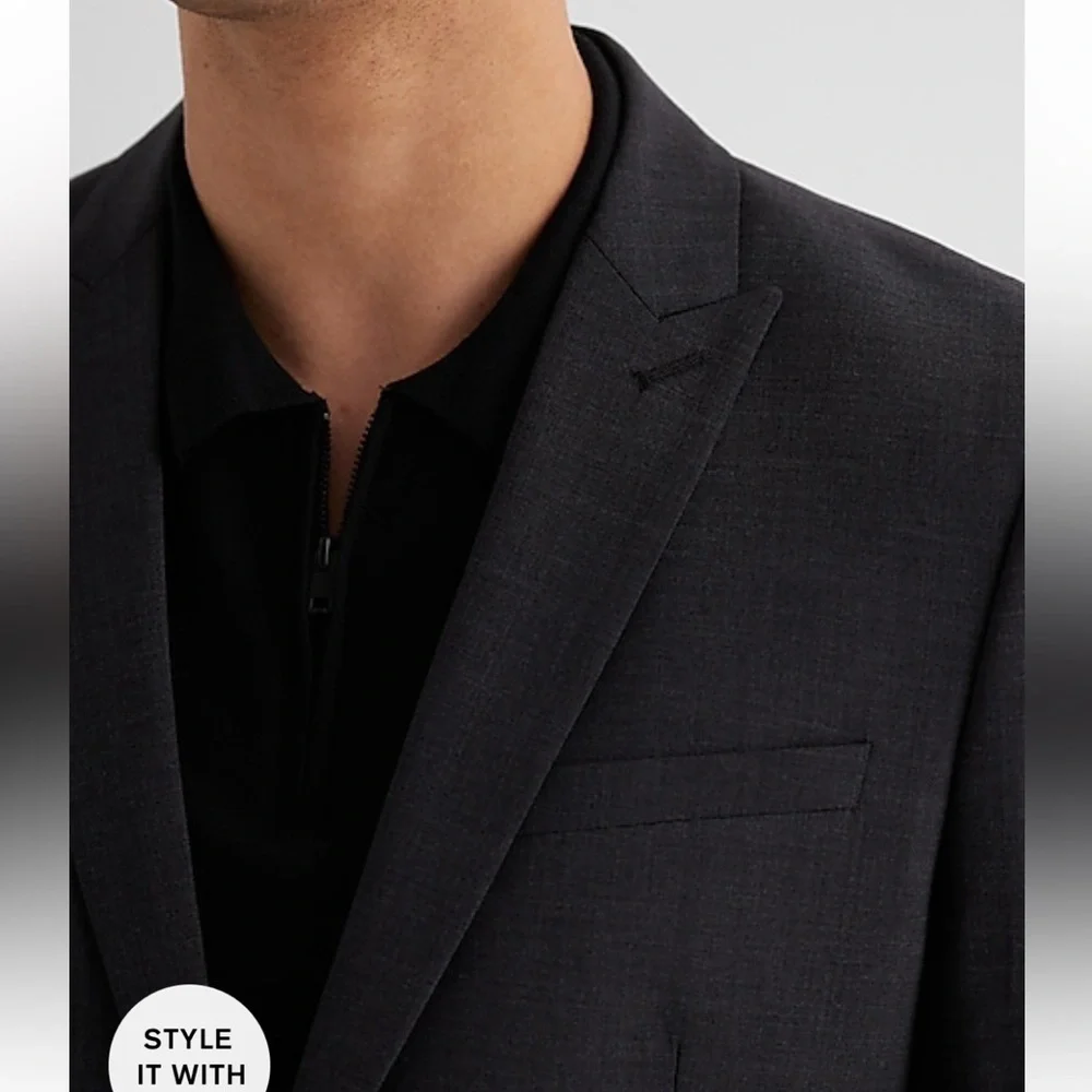 [Express] NWT Slim Charcoal Wool-Blend Modern Tech Suit Jacket